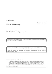 Lilypond Music Glossary