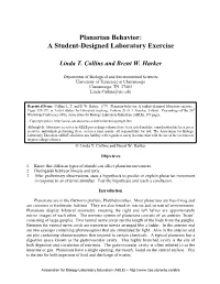 Planarian Behavior: a Student-Designed Laboratory Exercise