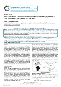 Research Article SPATIAL and TEMPORAL VARIABILITY of PRECIPITATION CONCENTRATION INDEX (PCI) and RAINFALL TREND for PARAMBIKULAMALIYAR BASIN AREA TAMIL NADU