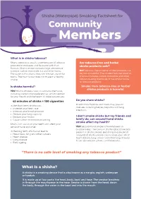 Shisha (Waterpipe) Smoking Factsheet for Community Members