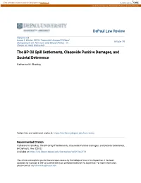The BP Oil Spill Settlements, Classwide Punitive Damages, and Societal Deterrence