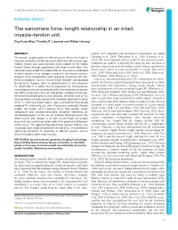 The Sarcomere Force–Length Relationship in an Intact Muscle–Tendon Unit Eng Kuan Moo, Timothy R