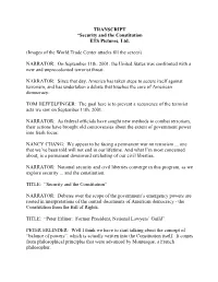TRANSCRIPT “Security and the Constitution ETS Pictures, Ltd