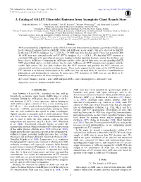 A Catalog of GALEX Ultraviolet Emission from Asymptotic Giant Branch Stars
