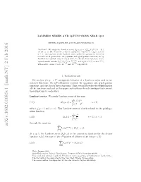Arxiv:1602.01085V1 [Math.NT] 2 Feb 2016 12 Li (1.2) Function Rithm at Ih0 with (1.1) Series