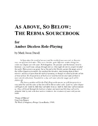 As Above, So Below: the Rebma Sourcebook