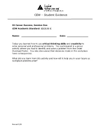 CEW – Student Evidence