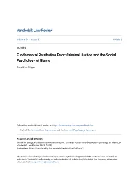 Criminal Justice and the Social Psychology of Blame