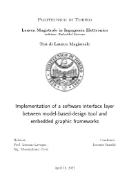 Implementation of a Software Interface Layer Between Model-Based-Design Tool and Embedded Graphic Frameworks
