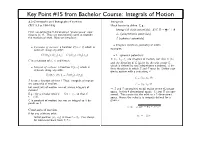 Integrals of Motion Key Point #15 from Bachelor Course