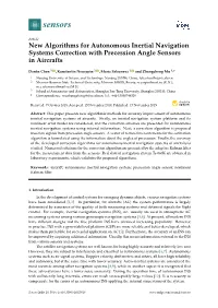 New Algorithms for Autonomous Inertial Navigation Systems Correction with Precession Angle Sensors in Aircrafts