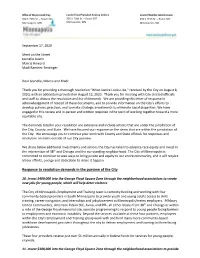 Response to Resolution Demands in the Purview of the City