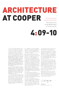 The Irwin S. Chanin School of Architecture the Cooper Union for the Advancement of Science And