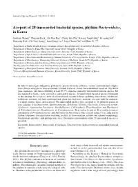 A Report of 28 Unrecorded Bacterial Species, Phylum Bacteroidetes, in Korea