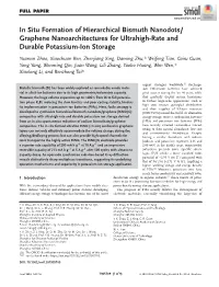 In Situ Formation of Hierarchical Bismuth Nanodots/Graphene Nanoarchitectures for Ultrahigh‐Rate and Durable Potassium‐Ion S
