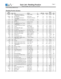 Quiz List—Reading Practice Page 1 Printed Tuesday, June 11, 2013 10:11:57 AM School: Midway Middle School
