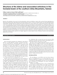 Structure of the Alima and Associated Anticlines in the Foreland Basin of the Southern Atlas Mountains, Tunisia