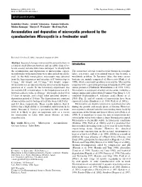 Accumulation and Depuration of Microcystin Produced by the Cyanobacterium Microcystis in a Freshwater Snail
