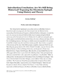 Are We Still Being Historical? Exposing the Ehenheim Epitaph Using History and Theory