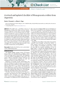 Check List Lists of Species Check List 12(4): 1942, 4 August 2016 Doi: ISSN 1809-127X © 2016 Check List and Authors