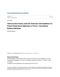 Claims by Non-Citizens Under the Americans with Disabilities Act: Proper Extraterritorial Application in Torrico V