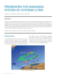 Framework for Managing System-Of-Systems Ilities