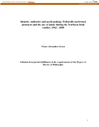 Identity, Authority and Myth-Making: Politically-Motivated Prisoners and the Use of Music During the Northern Irish Conflict, 1962 - 2000