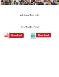 Matt Lauer Open Letter Torrnat