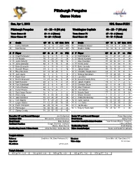 Pittsburgh Penguins Game Notes