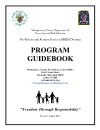 Program Guidebook Pre-Release and Reentry Services