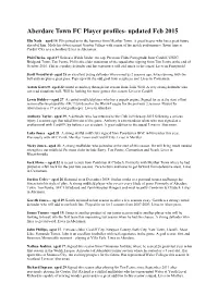 Aberdare Town FC Player Profiles- Updated Feb 2015