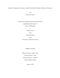 Appeals to Authenticity: Discourses on the True Self and the Politics of Identity Construction