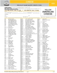 Order Form | Cheese Product Name Inserts (650)