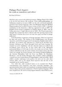 Philippe Pinel, Linguist: His Work As Translator and Editor