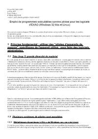 Emploi De Programmes Exécutables Comme Pilotes Pour Les Logiciels D'exao (Windows 32 Bits Et Linux)