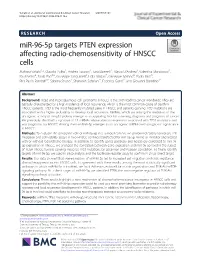 Mir-96-5P Targets PTEN Expression Affecting Radio-Chemosensitivity of HNSCC Cells