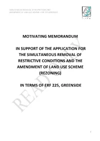 Motivating Memorandum in Support of the Application