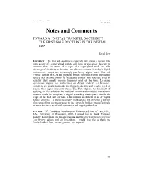 Toward a "Digital Transfer Doctrine"? the First Sale Doctrine in the Digital