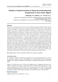Analysis of Spatial Variation in Agricultural Development Programmes in Kano State, Nigeria