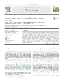 Automatic Online Control of Motor Adjustments in Reaching and Grasping