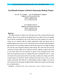 Cost-Benefit Analysis of Kirkuk Sulymaniya Railway Project