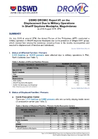DSWD DROMIC Report #1 on the Displacement Due to Military Operations in Shariff Saydona Mustapha, Maguindanao As of 06 August 2019, 5PM