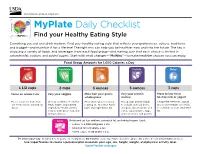Myplate Daily Checklist Find Your Healthy Eating Style