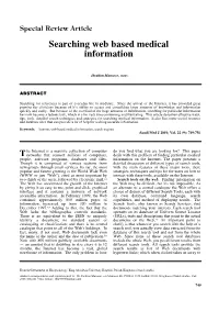 Searching Web Based Medical Information