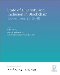 State of Diversity and Inclusion in Blockchain December 23, 2019
