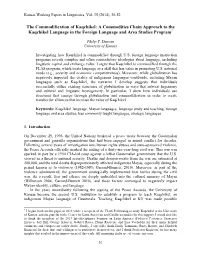 The Commodification of Kaqchikel: a Commodities Chain Approach to the Kaqchikel Language in the Foreign Language and Area Studies Program*