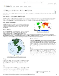 The World's Continents and Oceans the Seven Continents