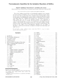 Thermodynamic Quantities for the Ionization Reactions of Buffers