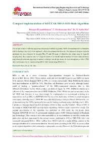 Compact Implementation of KECCAK SHA3-1024 Hash Algorithm