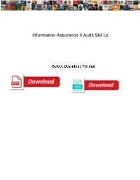 Information Assurance It Audit Skil Ls